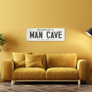 Rustic Modern Industrial Farmhouse Man Cave Long Canvas Print