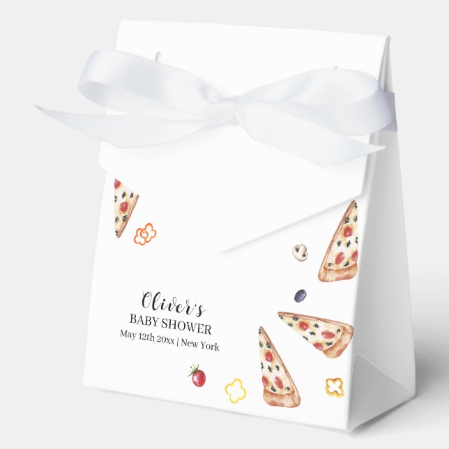 Rustic Modern Italian Slice Pizza Baby Shower  Favor Box (Front)