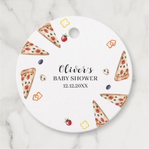 Rustic Modern Italian Slice Pizza Baby Shower  Favour Tags