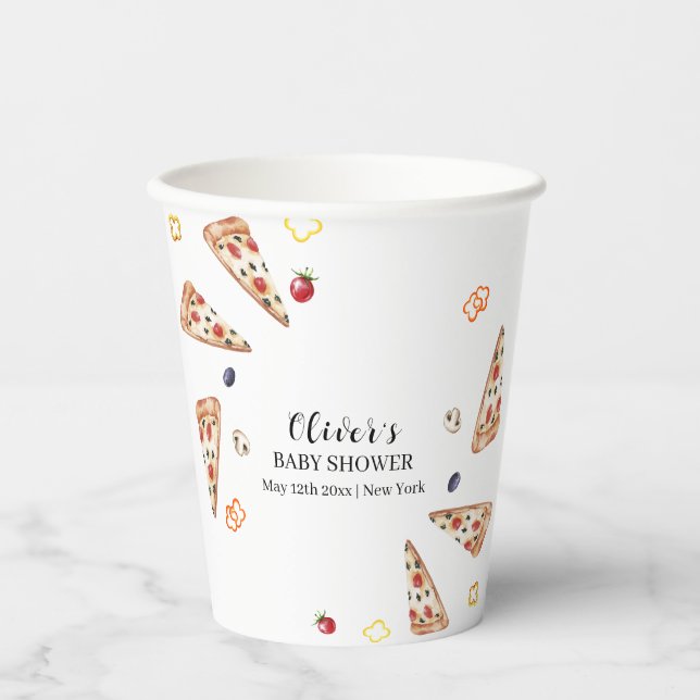 Rustic Modern Italian Slice Pizza Baby Shower  Paper Cups (Front)