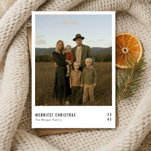 Rustic Modern Merriest Christmas Family Photo Card