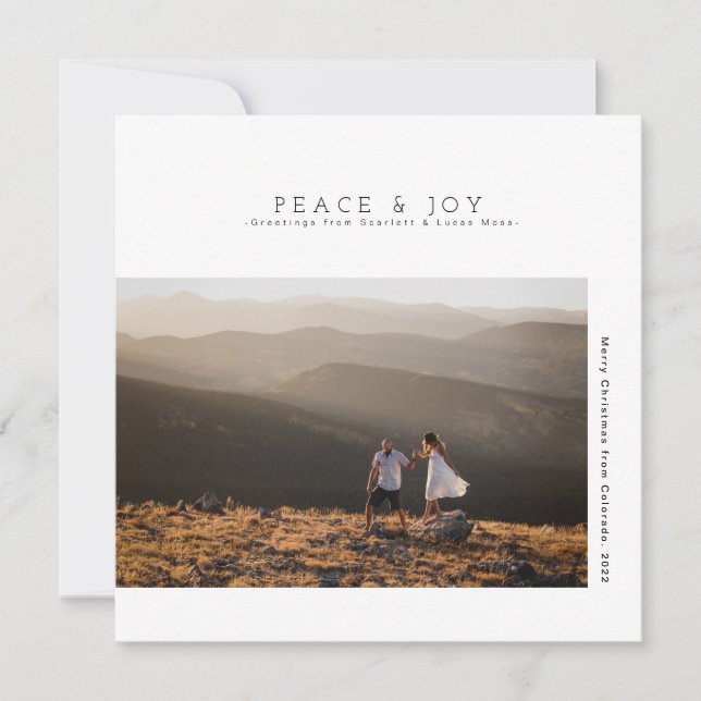 Rustic Modern Minimalist Holiday | Peace & Joy Save The Date (Front)