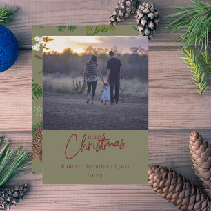 Rustic Modern Minimalist Sage Green Christmas Holiday Card