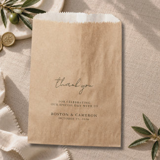 Rustic Modern Minimalist Wedding Thank You Simple Favour Bag