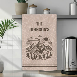 Rustic Modern Mountains Custom Kitchen Towel