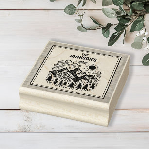 Rustic Modern Mountains Custom Rubber Stamp