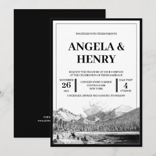 Rustic Modern Mountains Scenery Wedding Invitation