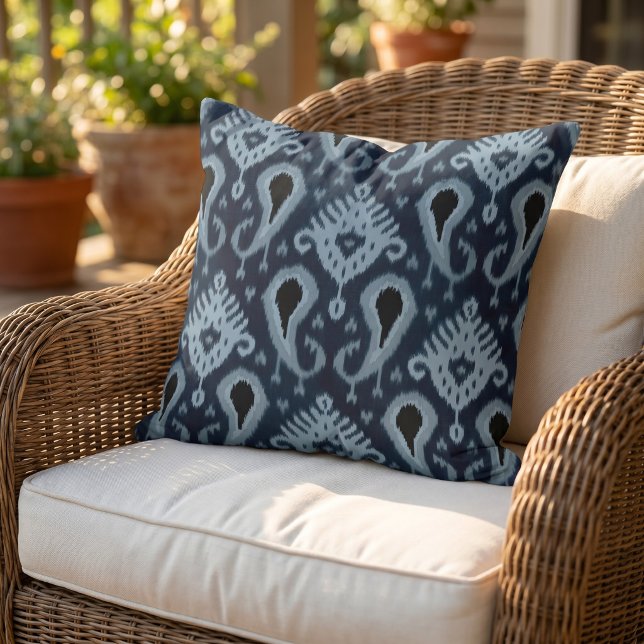 Rustic Modern Native Ikat Art Pattern Cabin Outdoor Pillow (Creator Uploaded)