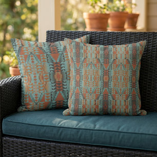Rustic Modern Native Tribal Art Pattern Cabin Outdoor Pillow
