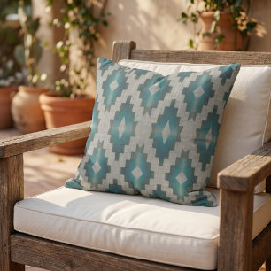 Rustic Modern Native Tribal Art Pattern Cabin Outdoor Pillow