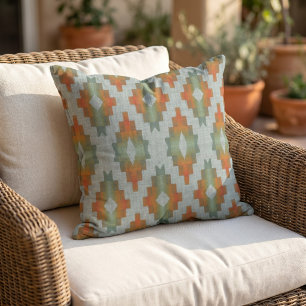Rustic Modern Native Tribal Art Pattern Cabin Outdoor Pillow