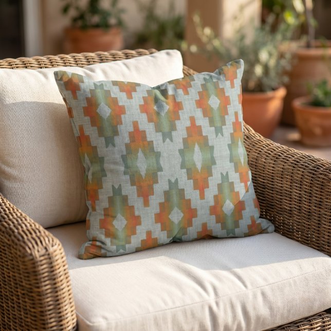 Rustic Modern Native Tribal Art Pattern Cabin Outdoor Pillow (Creator Uploaded)