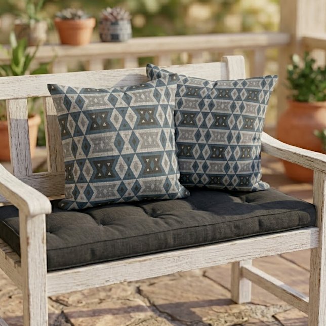 Rustic Modern Native Tribal Art Pattern Cabin Outdoor Pillow (Creator Uploaded)