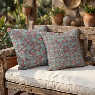 Rustic Modern Native Tribal Art Pattern Cabin Outdoor Pillow