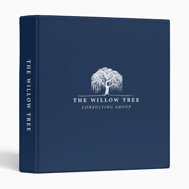 Rustic & Modern Navy Blue Willow Tree Logo Binder (Front/Spine)