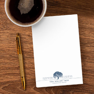 Rustic Modern Navy Blue Willow Tree Logo Letterhea Post-it Notes