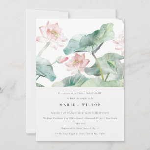 Rustic Modern Pastel Blush Waterlily Engagement  Invitation