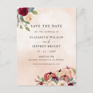 Rustic Modern Pumpkins Country Fall Save the Date Postcard