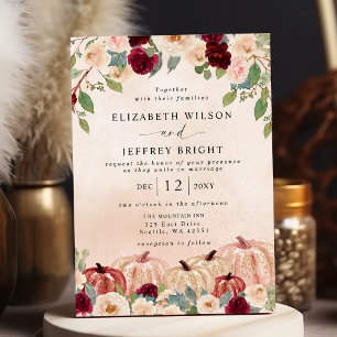 Rustic Modern Pumpkins Country Fall Wedding Invitation