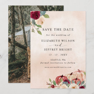 Rustic Modern Pumpkins Country Fall Wedding Save The Date