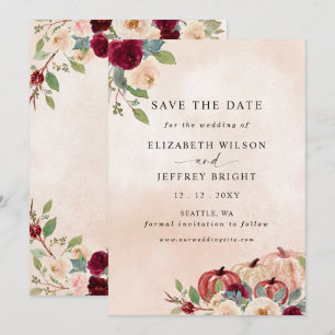 Rustic Modern Pumpkins Country Fall Wedding Save The Date