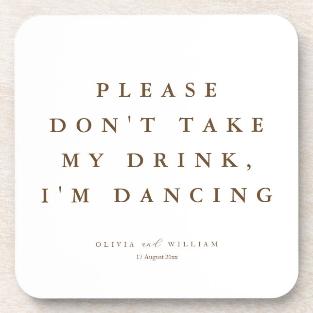 Rustic Modern Script Personalized Wedding  Coaster (Front)