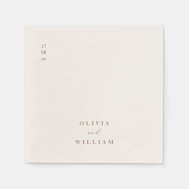 Rustic Modern Script Personalized Wedding Cocktail Napkin (Front)