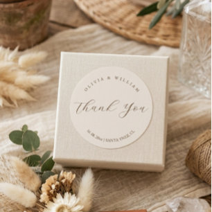 Rustic Modern Script Personalized Wedding Favour Classic Round Sticker