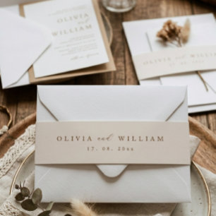 Rustic Modern Script Personalized Wedding  Invitation Belly Band