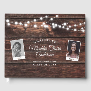 Rustic Modern Senior Photo Custom Graduation Guest Book