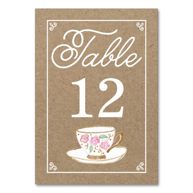 Rustic Modern Teacup Table Number (Back)