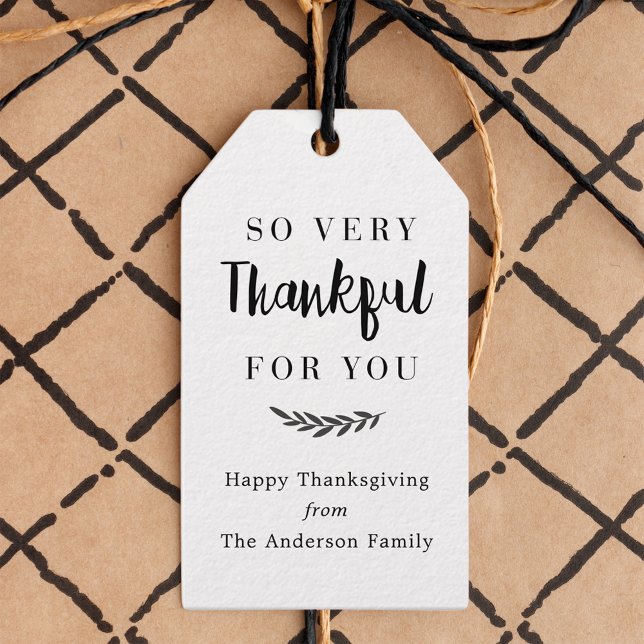 Rustic Modern Thankful For You Thanksgiving Gift Tags (Creator Uploaded)