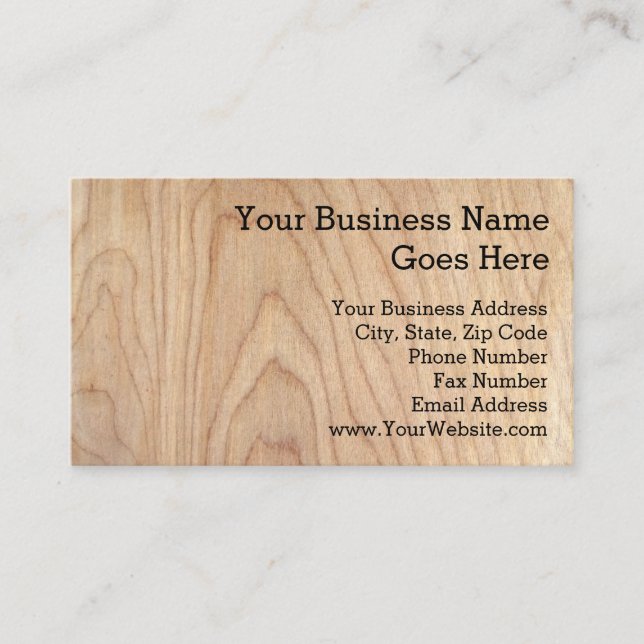 Rustic Modern Unfinished Wood Pattern Printed Business Card (Front)