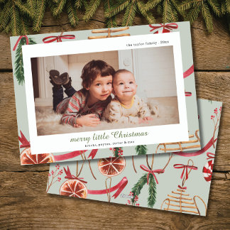 rustic modern watercolor Christmas photo Holiday Card