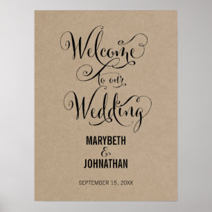 Rustic Modern We Do Script Mariage Welcome Poster
