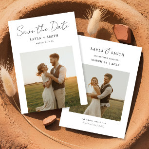 Rustic Modern Wedding Script Elegant Photo Budget Save The Date