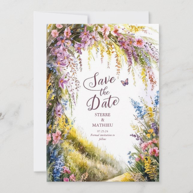 Rustic Modern Wildflower Wedding Save The Date (Front)