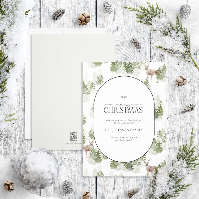 Rustic Modern Winter Forest Arch Merry Christmas Holiday Card (Creator Uploaded)