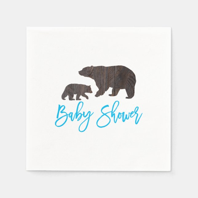 Rustic Mom and Baby Bear Baby Shower Napkin (Front)