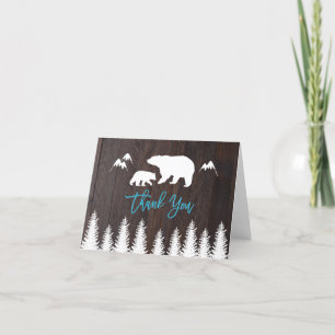 Rustic Mom and Baby Bear Baby Shower Thank You Card