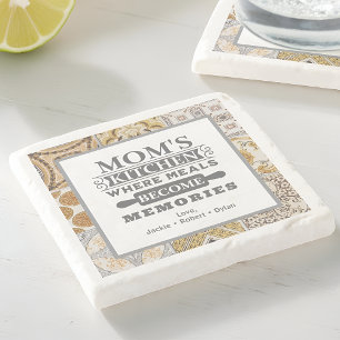 Rustic Mom's Meals Become Memories Kitchen Stone Coaster
