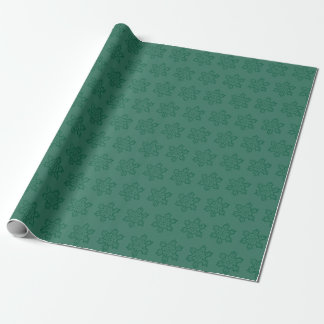 Rustic Monochromatic Dark & Pastel Green Snowflake Wrapping Paper