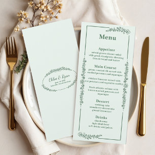 Rustic Monochrome Floral Wedding Menu