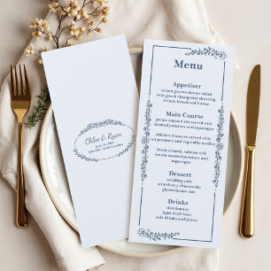 Rustic Monochrome Floral Wedding Menu