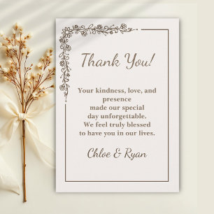 Rustic Monochrome Wedding Thank You Card
