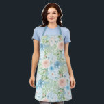 Rustic Monogram Blue Pink Green Floral  Apron<br><div class="desc">Adorable rustic blue,  green,  pink floral and faux lace look.  So shabby chic and cute.</div>