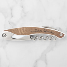 Rustic monogram brown leather chic black script