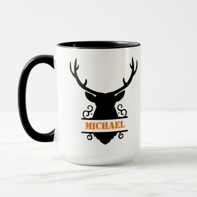 Rustic Monogram Buck Hunting Mug (Left)