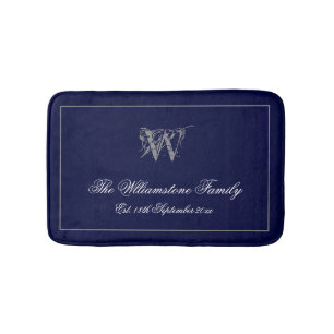 Rustic Monogram + Family Last Name Wedding Gift  Bath Mat