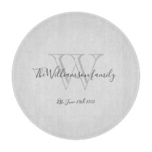 Rustic Monogram Family Name Initial Cool Chic Cutting Board